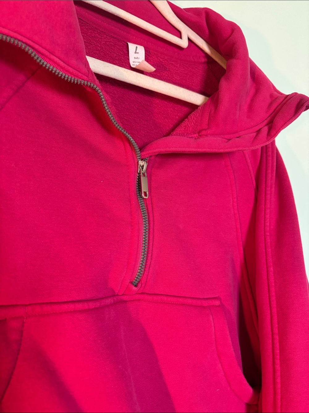 Women's Half-Zip Pullover Sweatshirt - Raspberry Pink - Picture 2 of 4